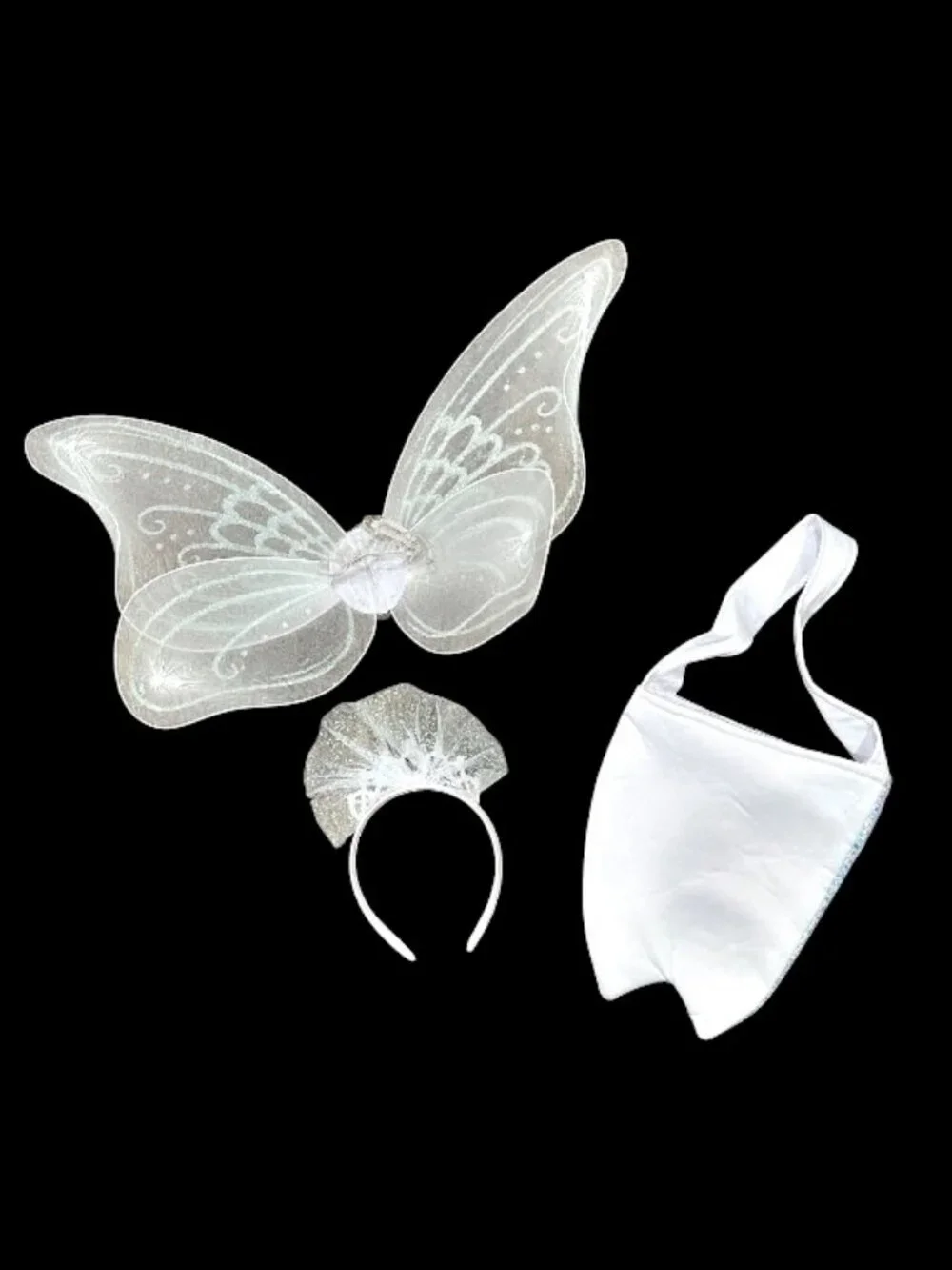 Tooth Fairy Girls Halloween Costume Accessories: Sequined Purse Wings Crown